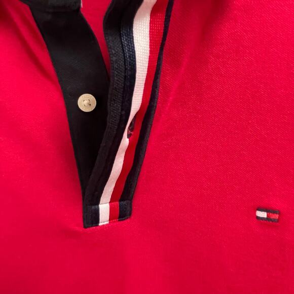 Tommy Hilfiger Mens Size Small Classic Red Short Sleeve Polo Shirt Preppy - Picture 4 of 4